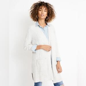 Madewell Kent Cardigan Sweater in Coziest Yarn Small Heather Fog Gray Longline